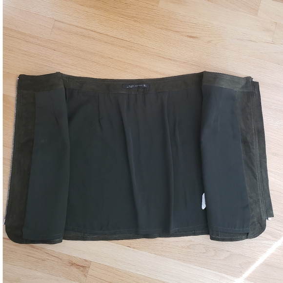Zara Genuine Suade Zip Up Skirt size medium forrest green - Picture 5 of 8